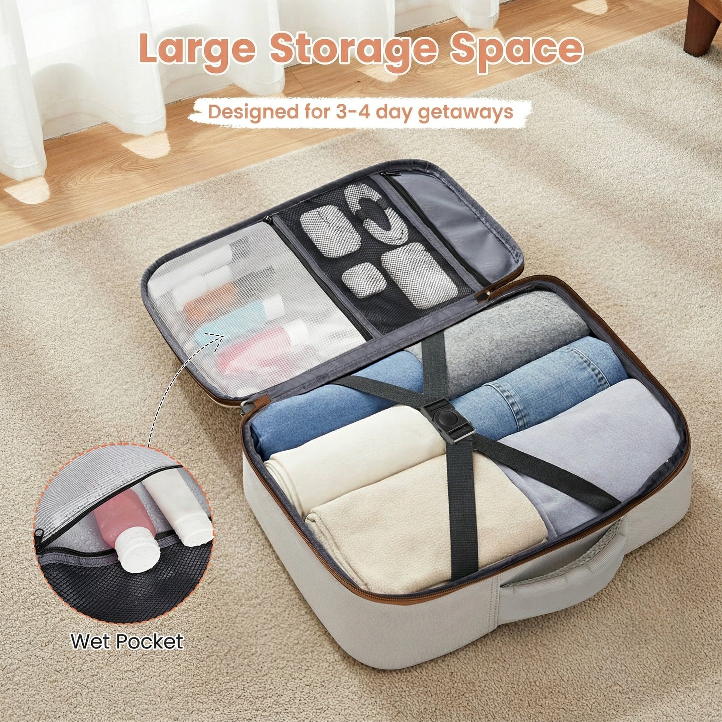 Travel Backpack Cabin Size with Lockable Zipper