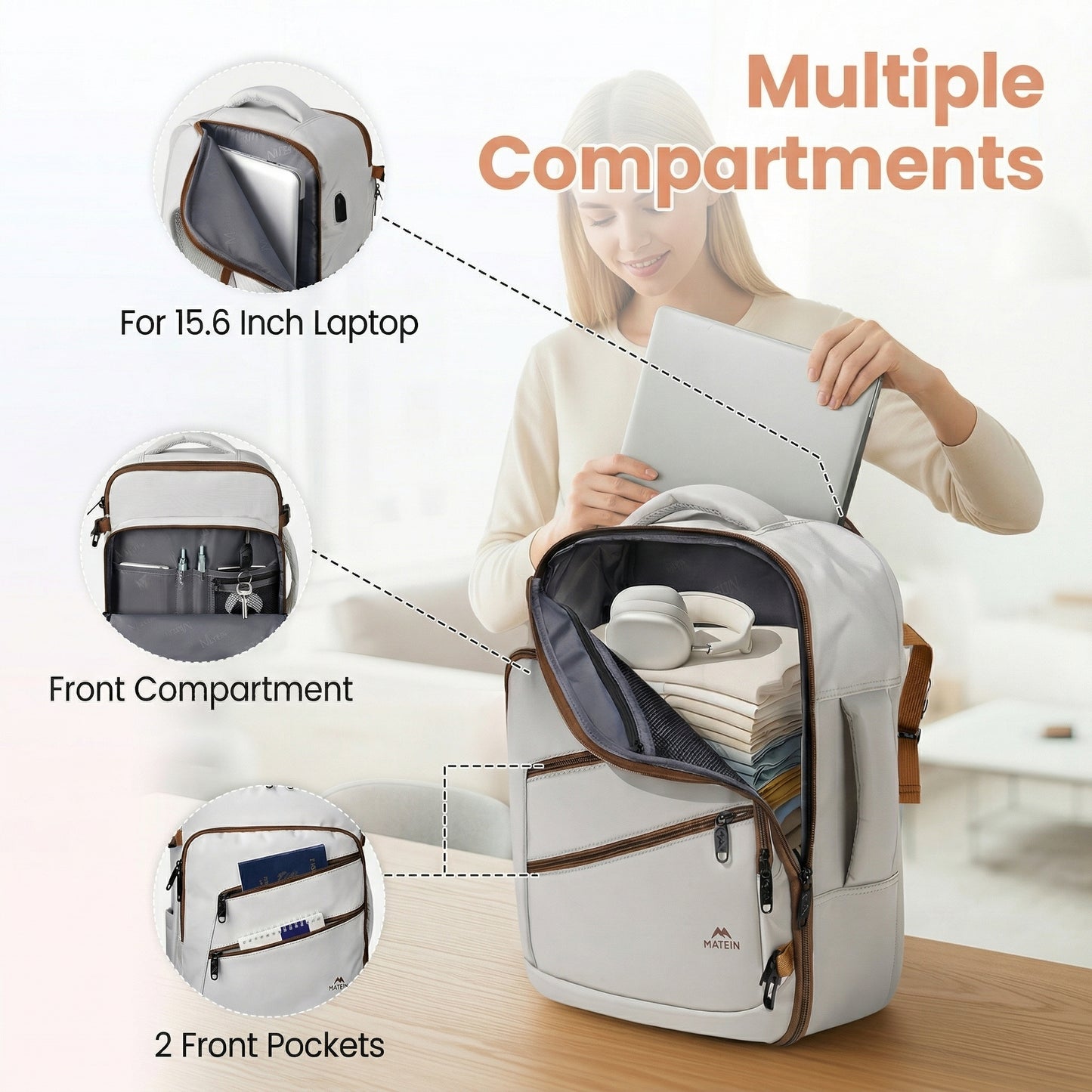 Travel Backpack Cabin Size with Lockable Zipper