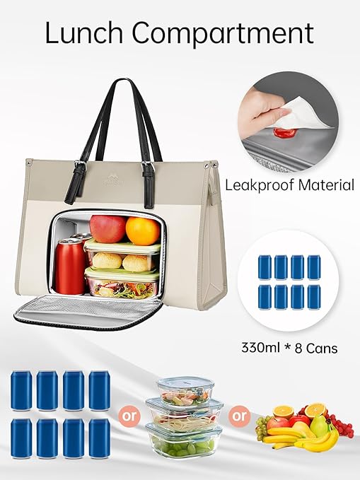 Tote Bag with Lunch Box Compartment, Brown