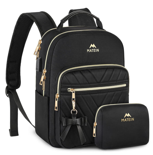 MATEIN 2Pcs Women Waterproof Mini Backpack with USB Port, Black