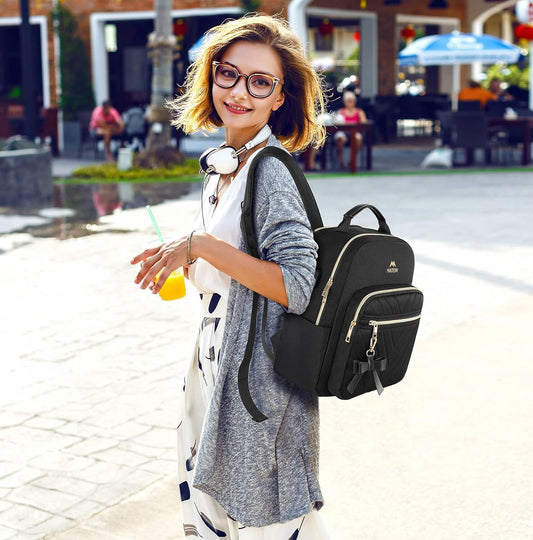 MATEIN 2Pcs Women Waterproof Mini Backpack with USB Port, Black