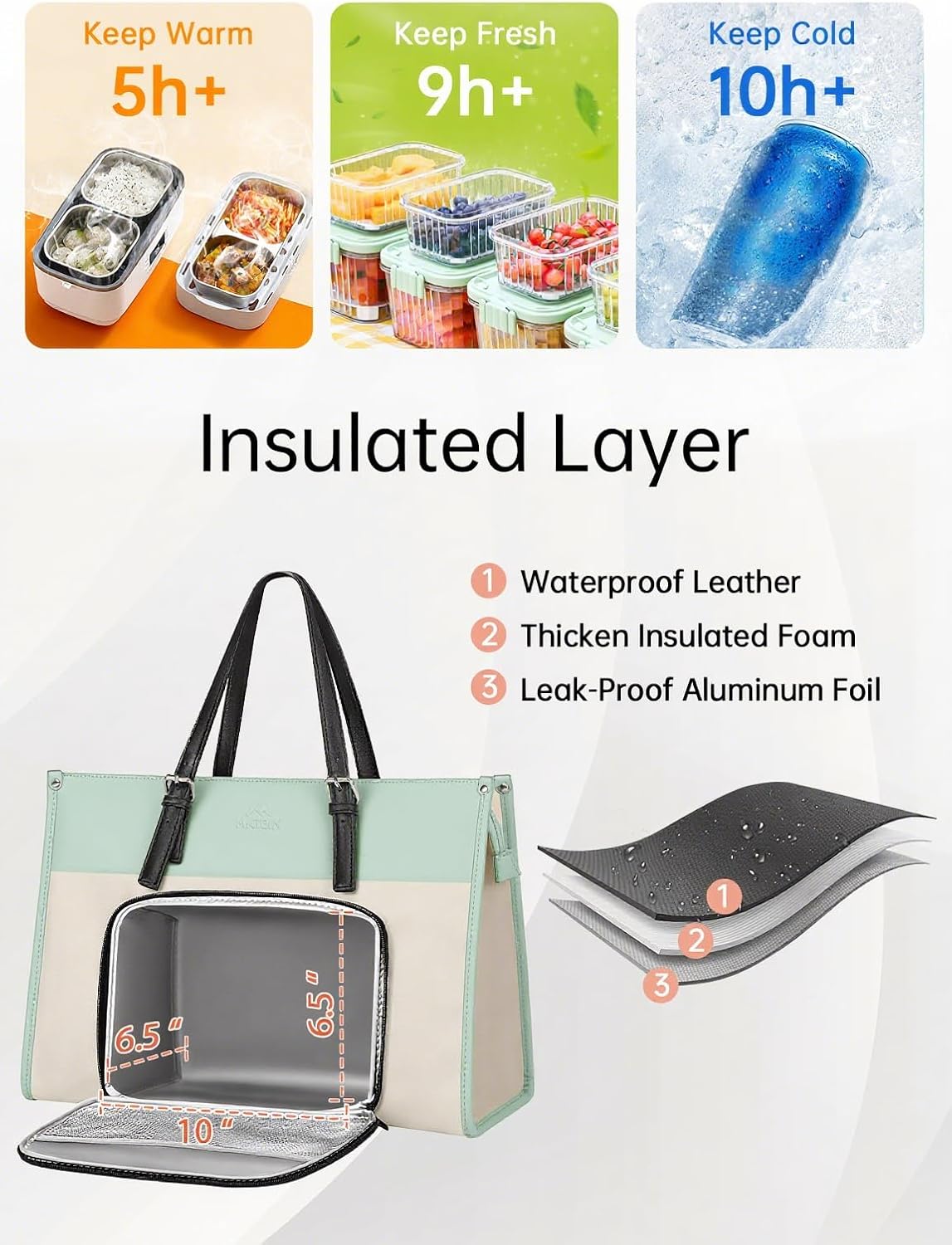 Tote Bag with Lunch Box Compartment, Green