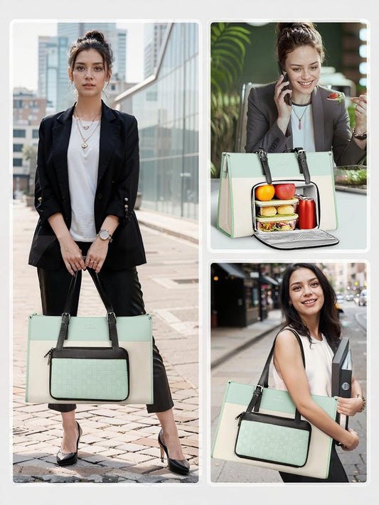 Tote Bag with Lunch Box Compartment, Green