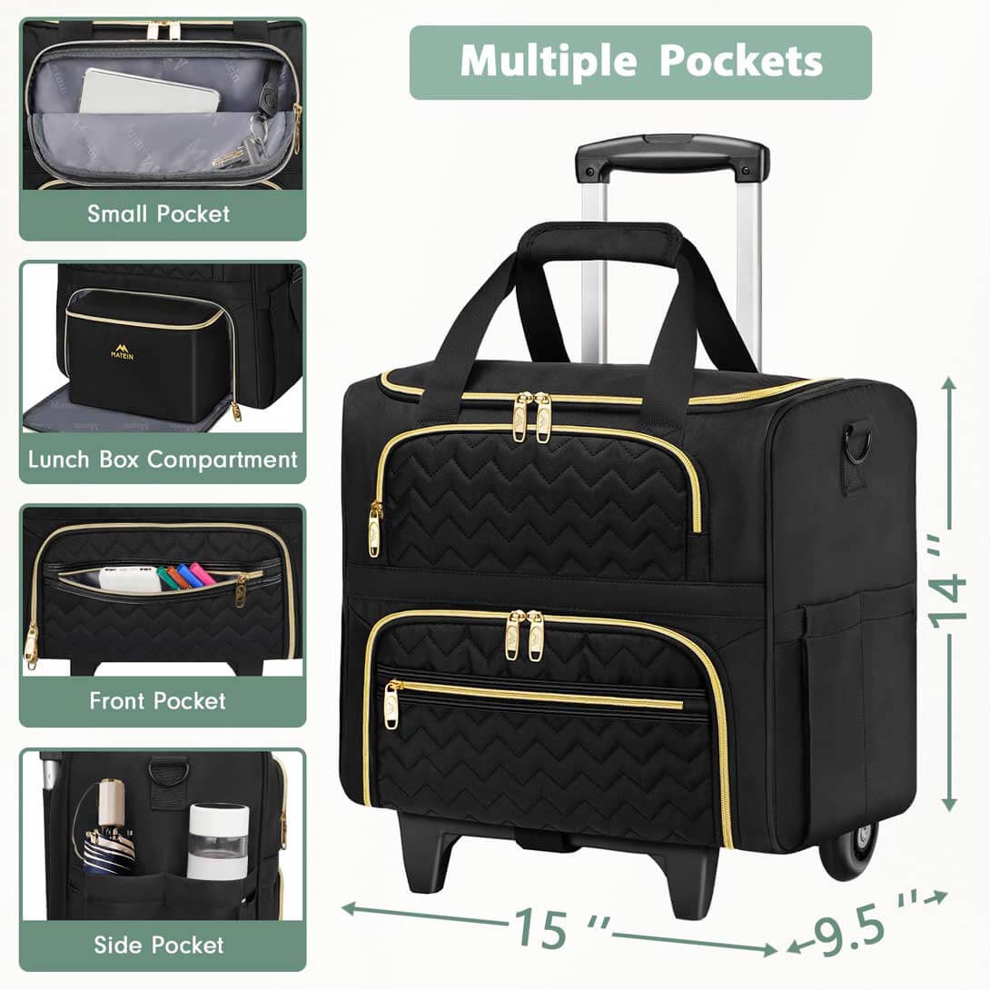 3-in-1 Laptop Tote Bag With Insulated Lunch Compartment - Fits 15.6" Laptop, Quilted Work Handbag For Women