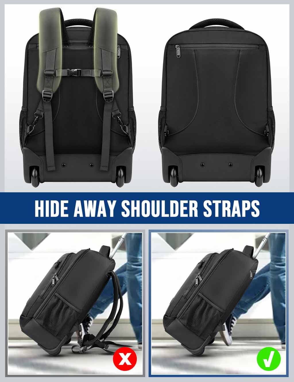 Best Rolling Backpack For Business Travel MATEIN 17 Inch Rolling