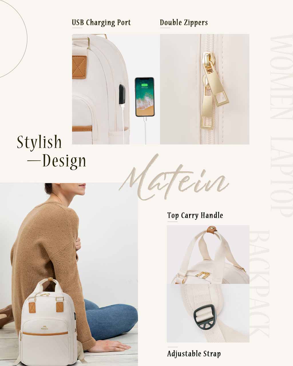 Matein Cute Small Backpack with Makeup Bag