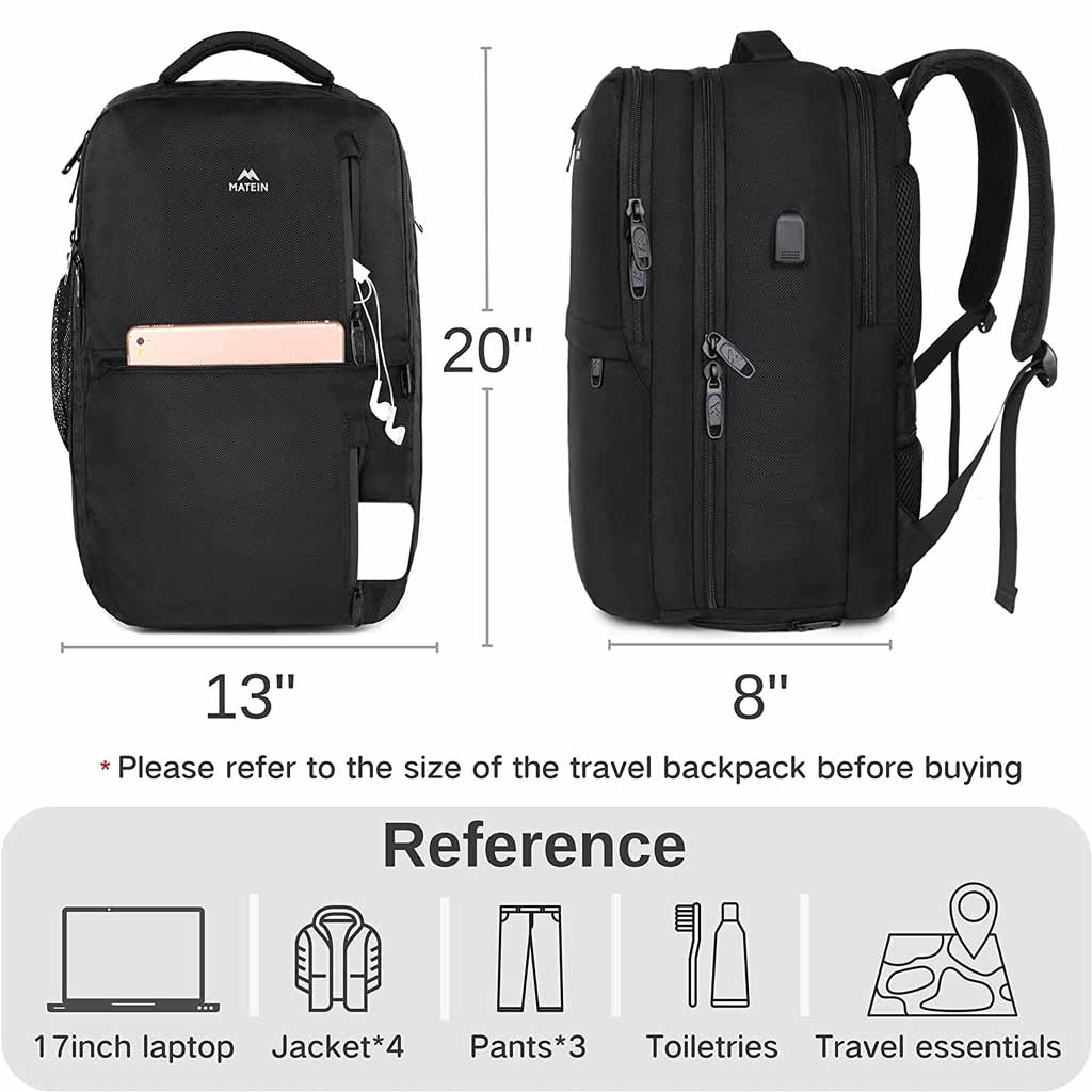 Matein Travel Backpack, 40L Flight Approved Carry on Hand Luggage, Matein Water Resistant Anti-Theft Business Large Daypack