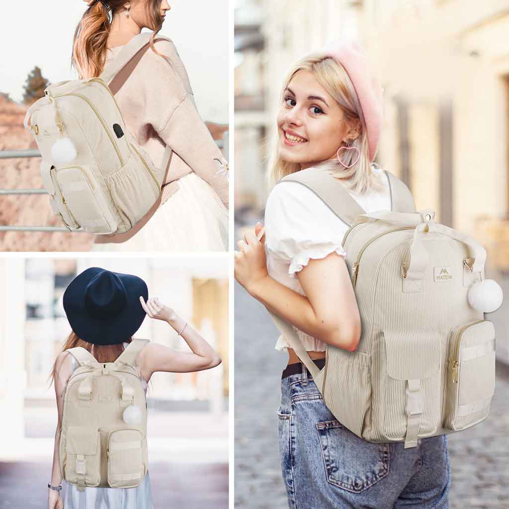 Matein Corduroy Laptop Backpack for Women