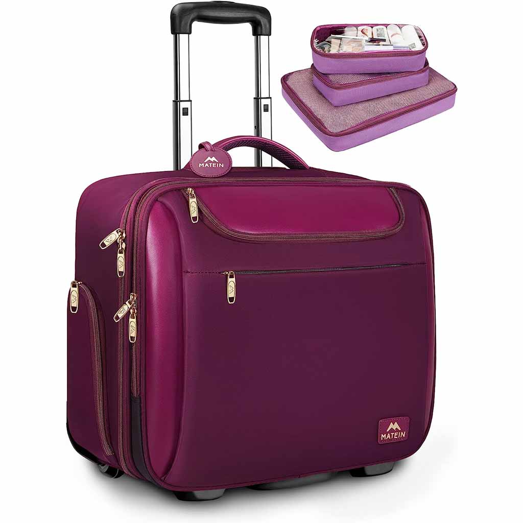 Matein Laptop Roller Bag with 3 Packing Cubes