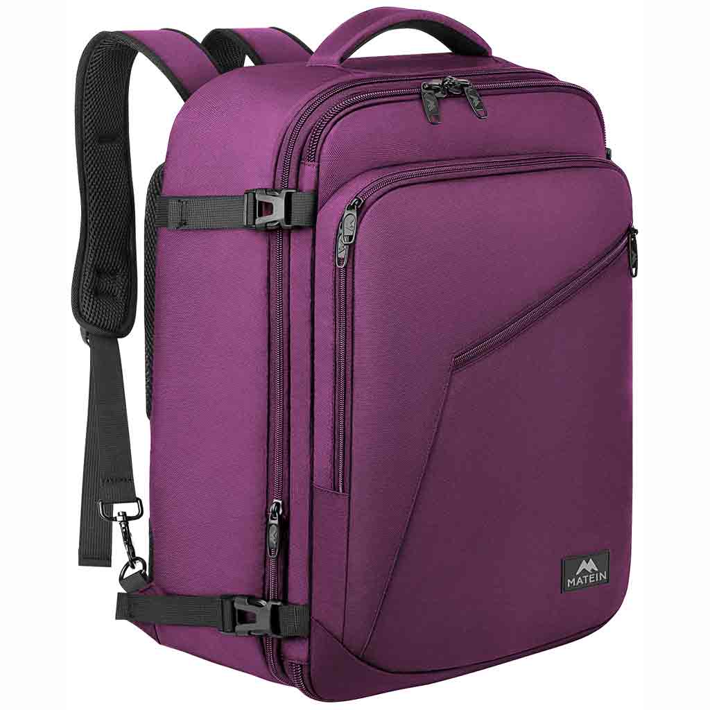 an extra large travel backpack Travelpro Altitude All-Purpose Full Expansion Laptop 24-34L in Stellar Navy/Grey The Travelpro QuickSlip front pocket with magnetic closure offers fast access to your mobile phone Large Carry-on Backpack, Purple, Purple