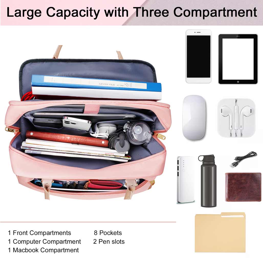 Matein Pink Laptop Bag for Women-15.6 inch Computer Briefcase