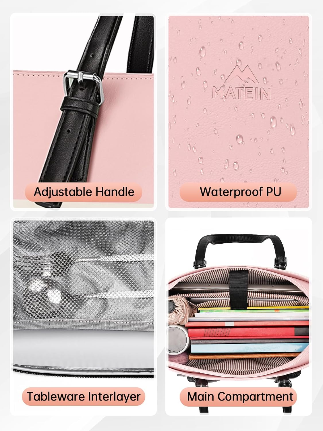 Tote Bag with Lunch Box Compartment, Pink