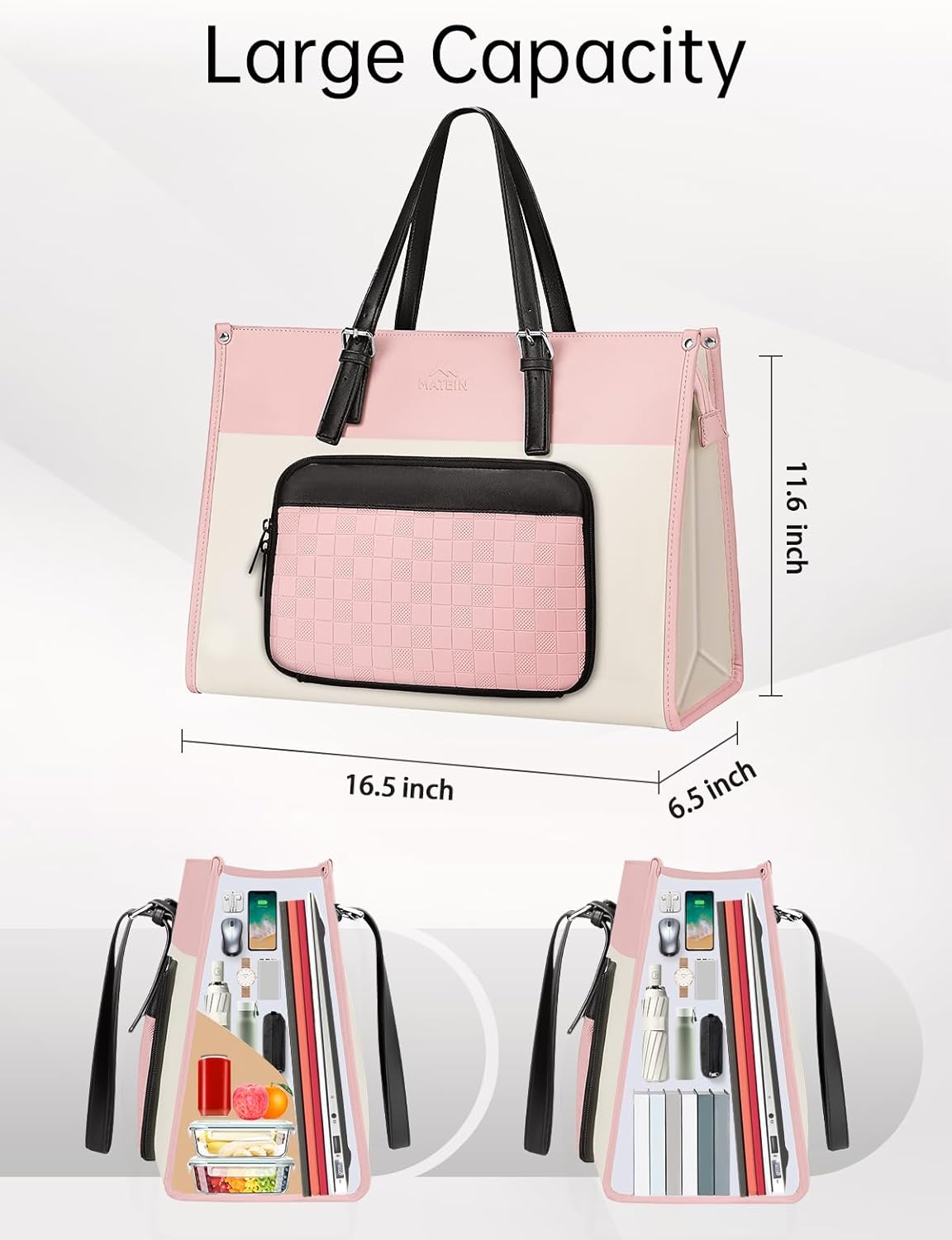 Tote Bag with Lunch Box Compartment, Pink