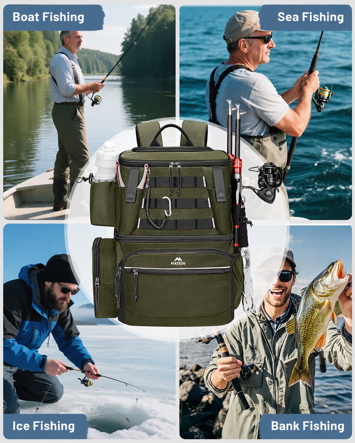 Fishing Backpack with 4 Tackle Boxes