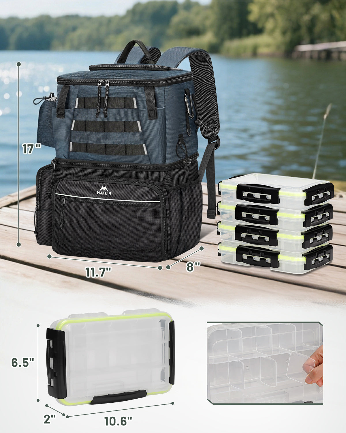 Fishing Backpack with 4 Tackle Boxes