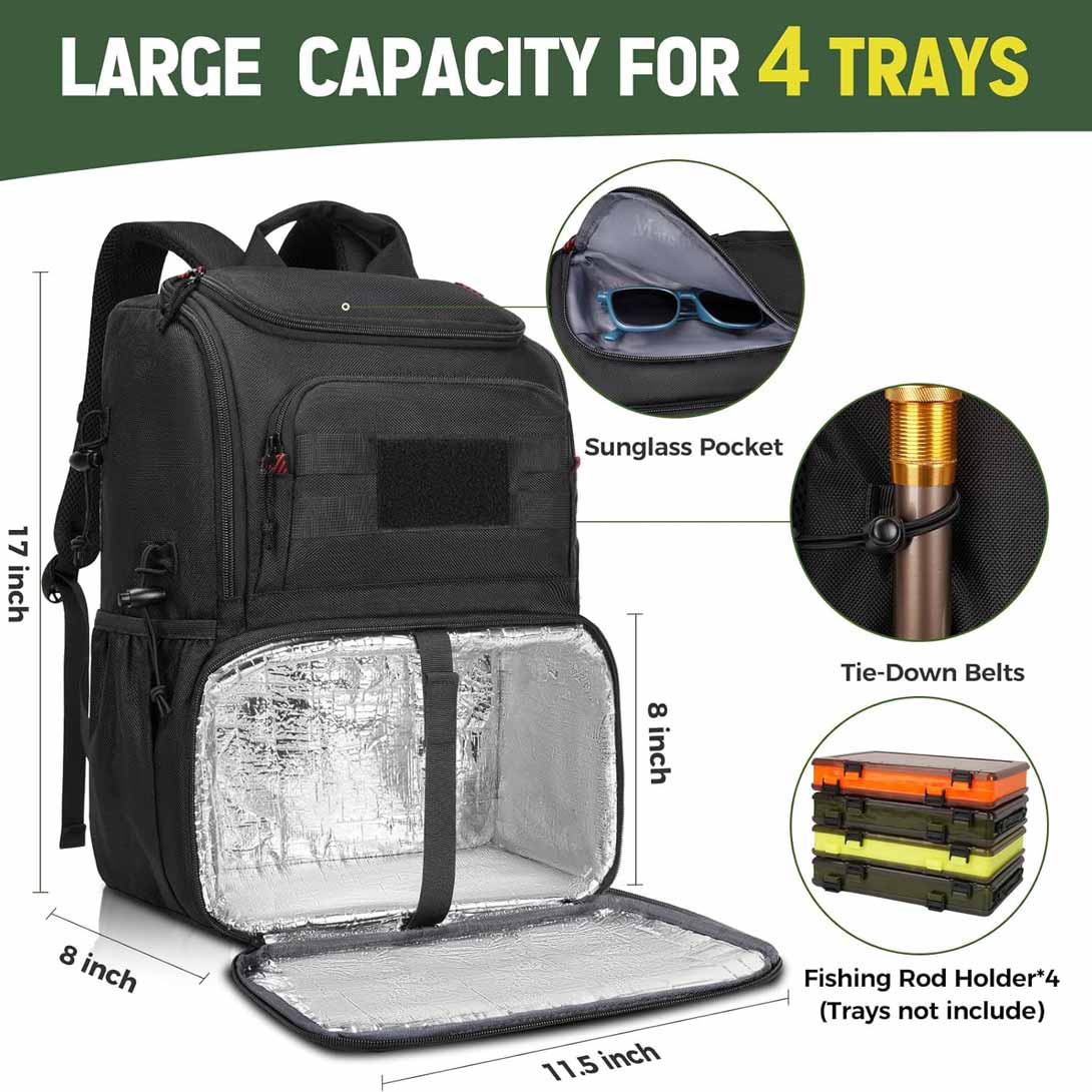 Matein Fishing Tackle Box Backpack with Cooler Matein Fishing Tackle Box Backpack with Cooler