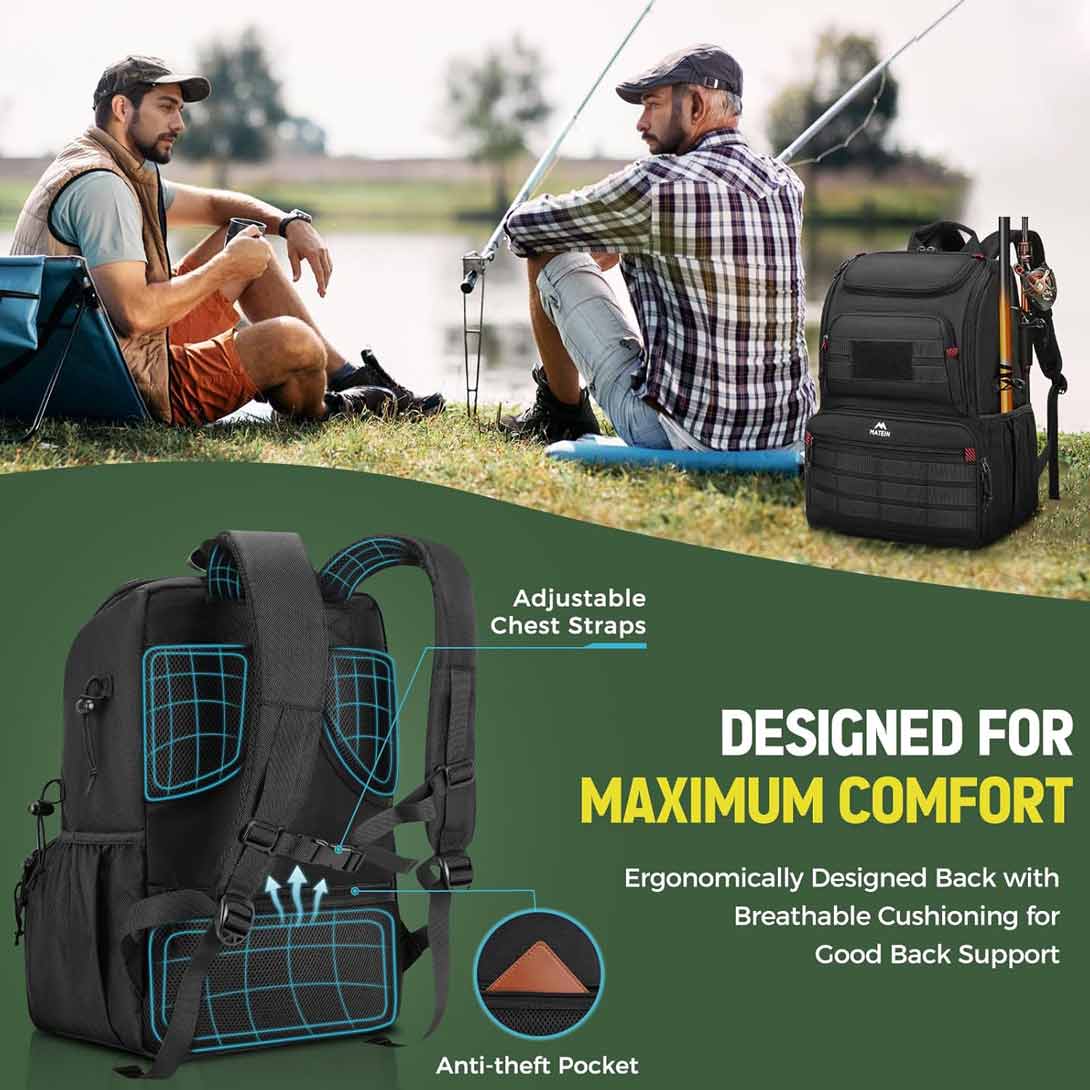best backpack fishing pole Matein Fishing Tackle Box Backpack with Cooler