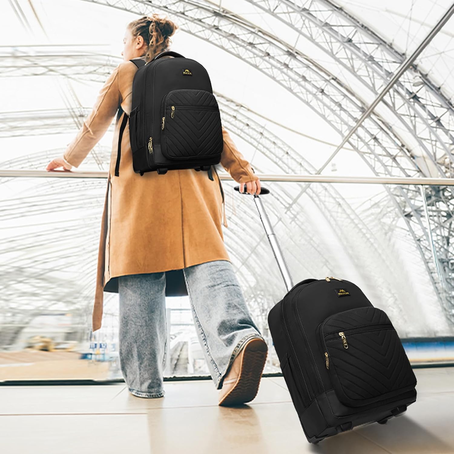best carry on wheeled backpack for travel undet 150 MATEIN Carry On Backpack with Wheels