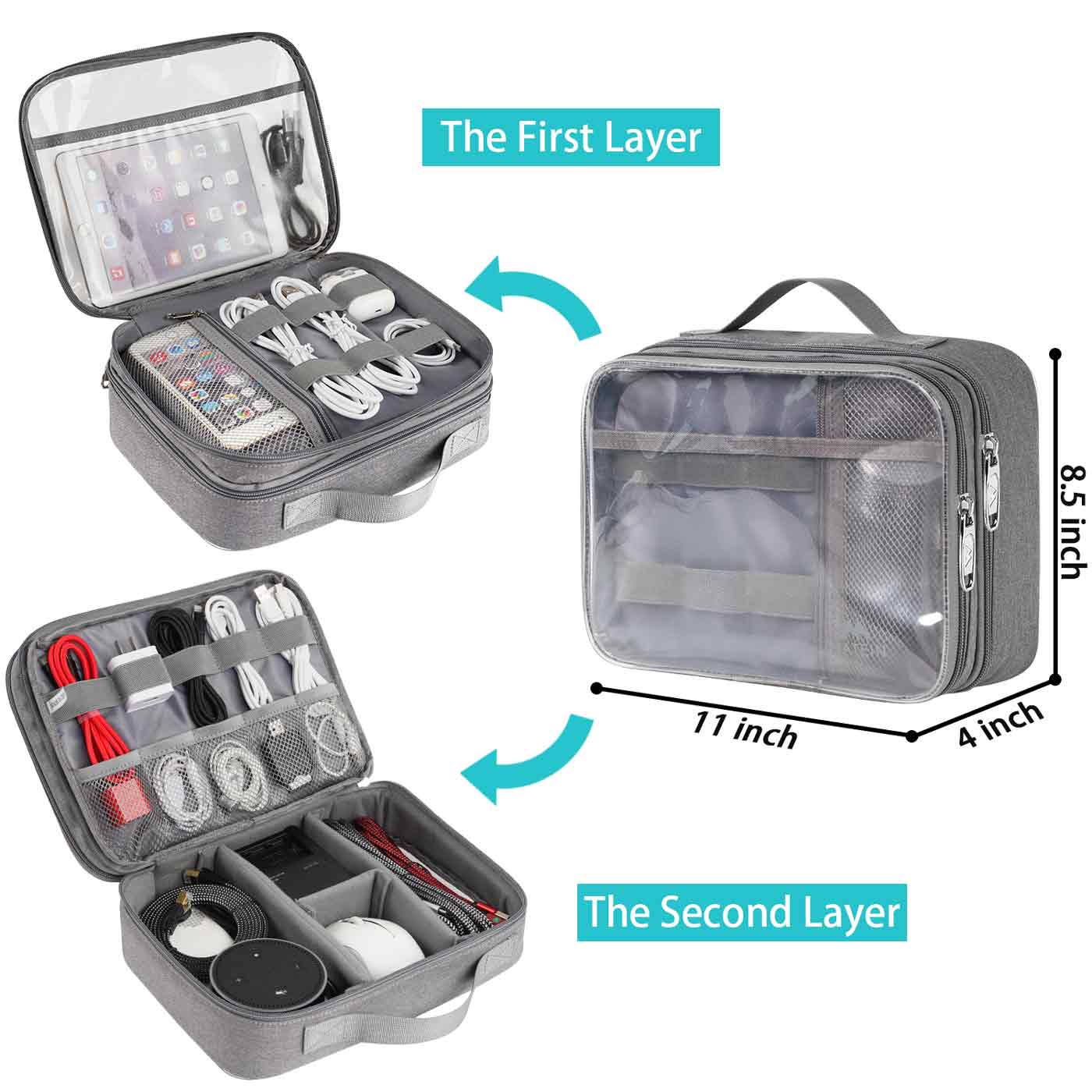 Matein Clear Electronics Travel Organizer - travel laptop backpack