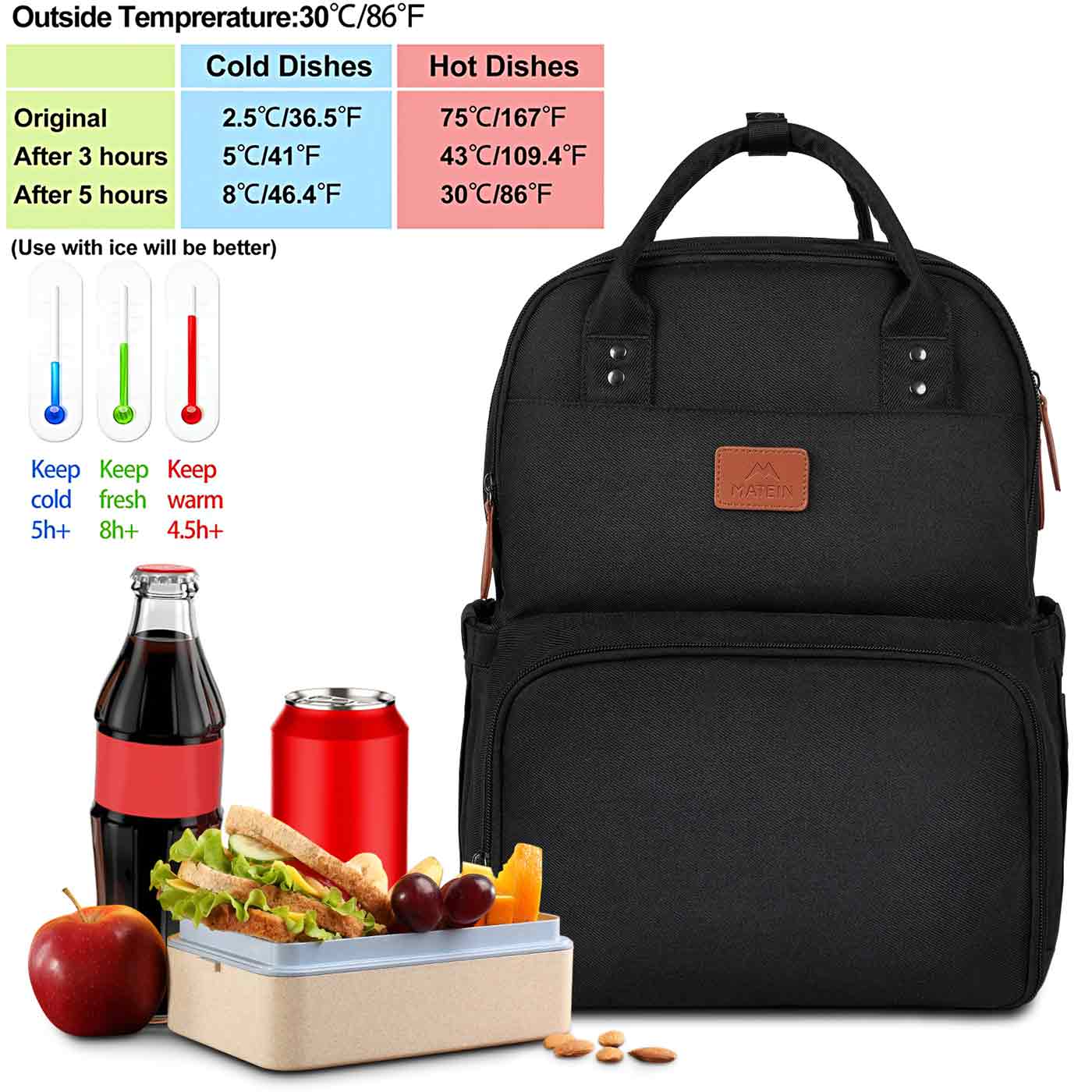 Matein Heavy Duty Backpack with Lunch Box