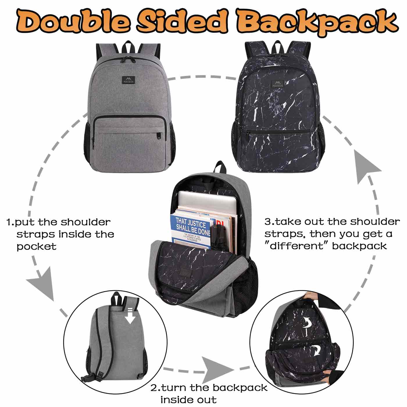 Matein Reversible Double Sided Backpack - Matein