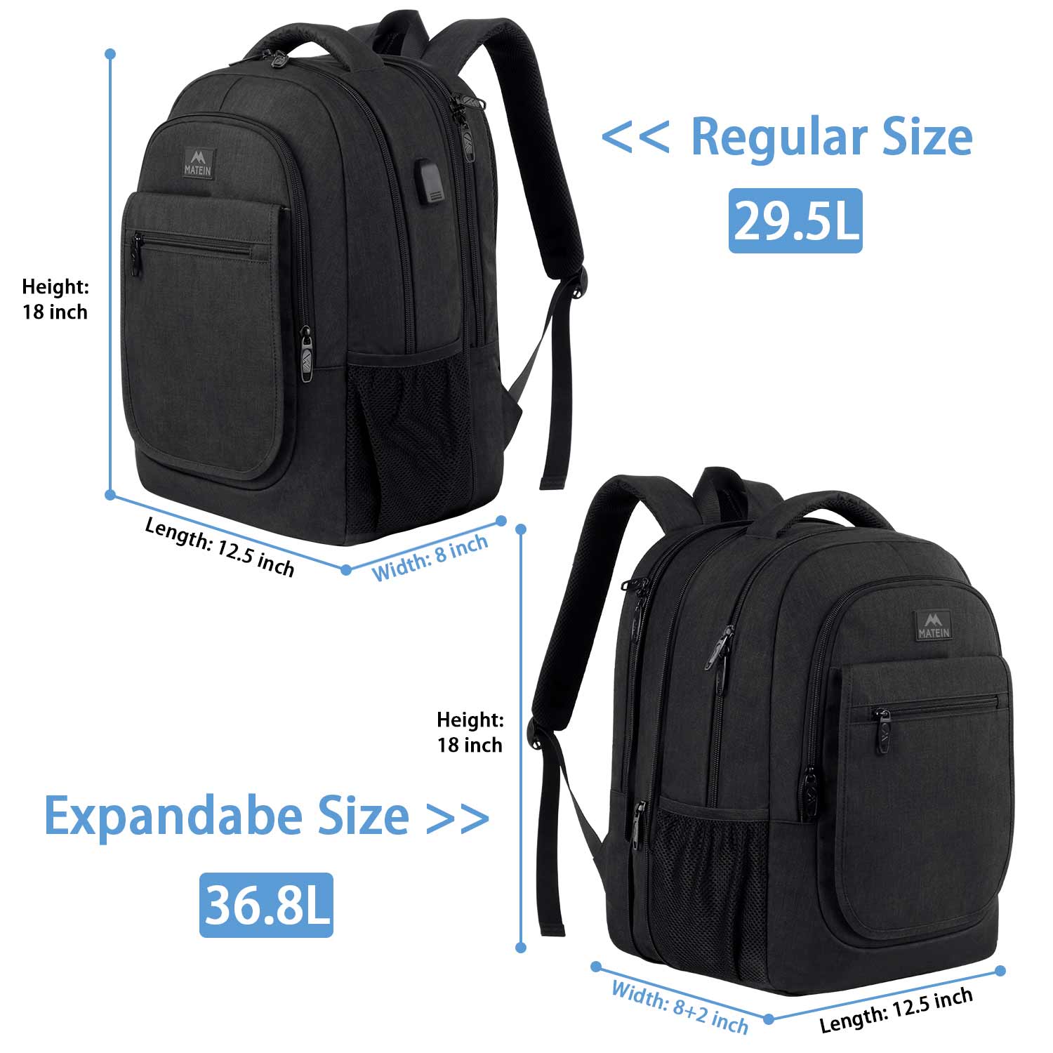 Backpack College Expandable Bookbag Travel Laptop Matein