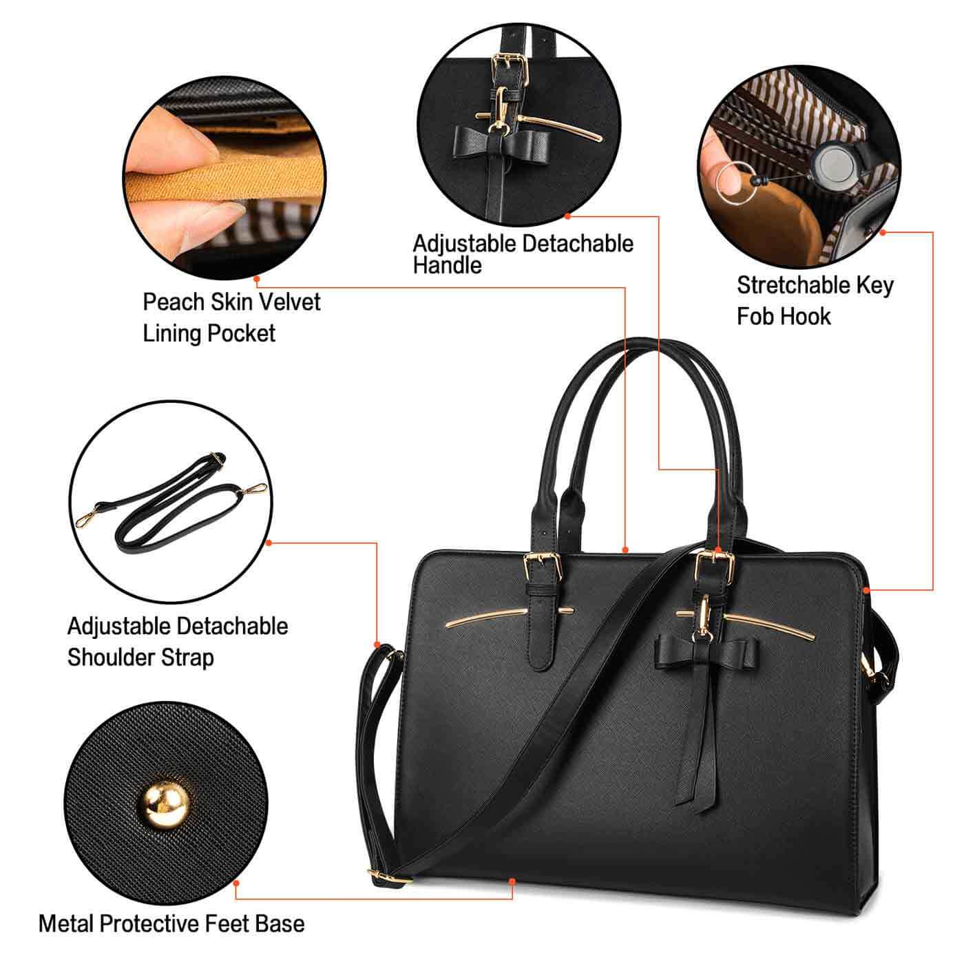 Laptop Bag for Women 15.6 inch Waterproof Lightweight Leather Laptop Tote Bag Womens Professional Business Office Work Bag Briefcase Computer Bag