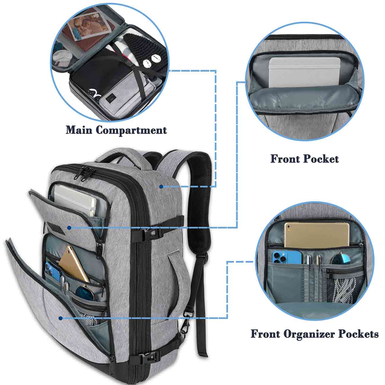 Matein Travel Backpack with Toiltry Bag-Carry on backpack