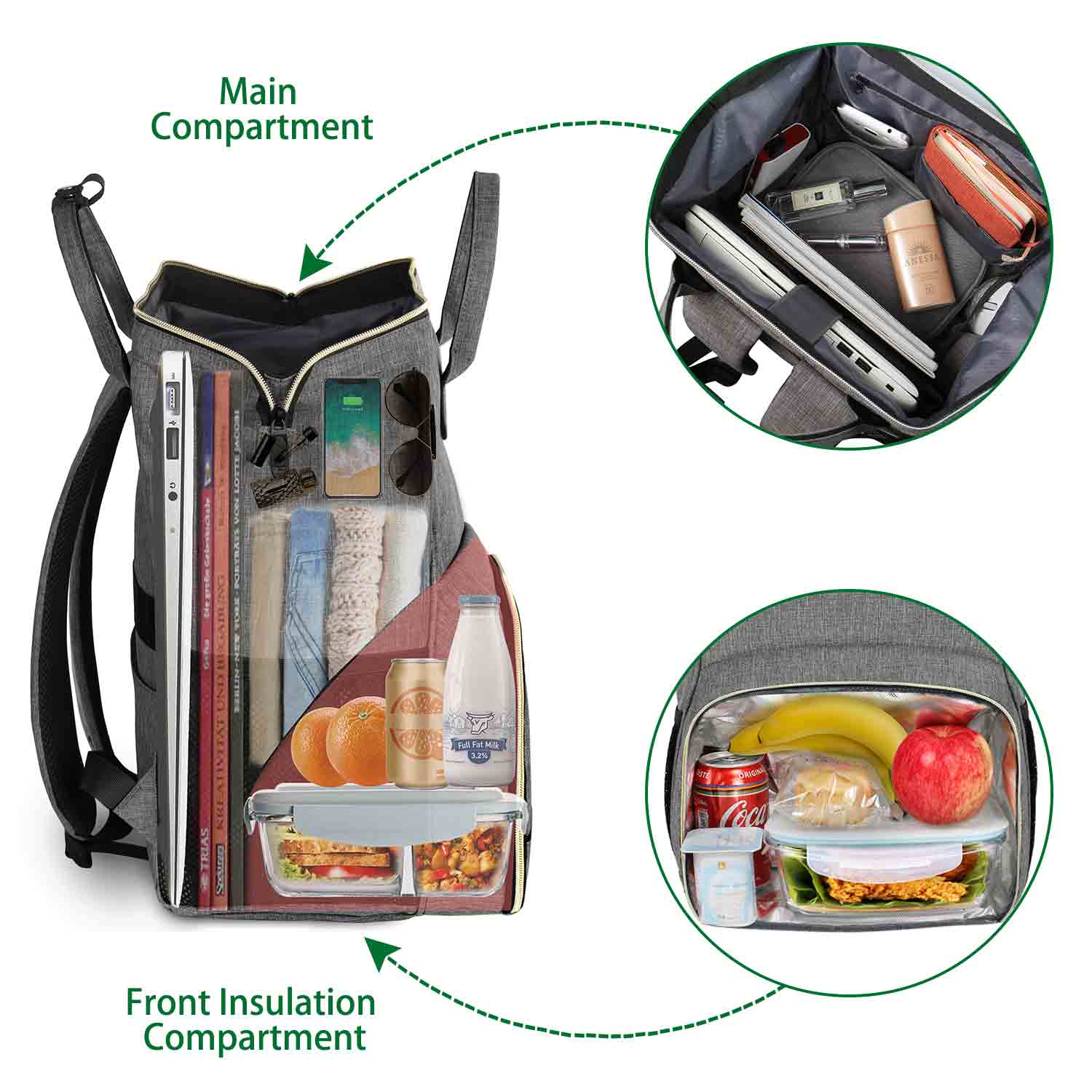 Matein Lunch Box Backpack Lunch Bag