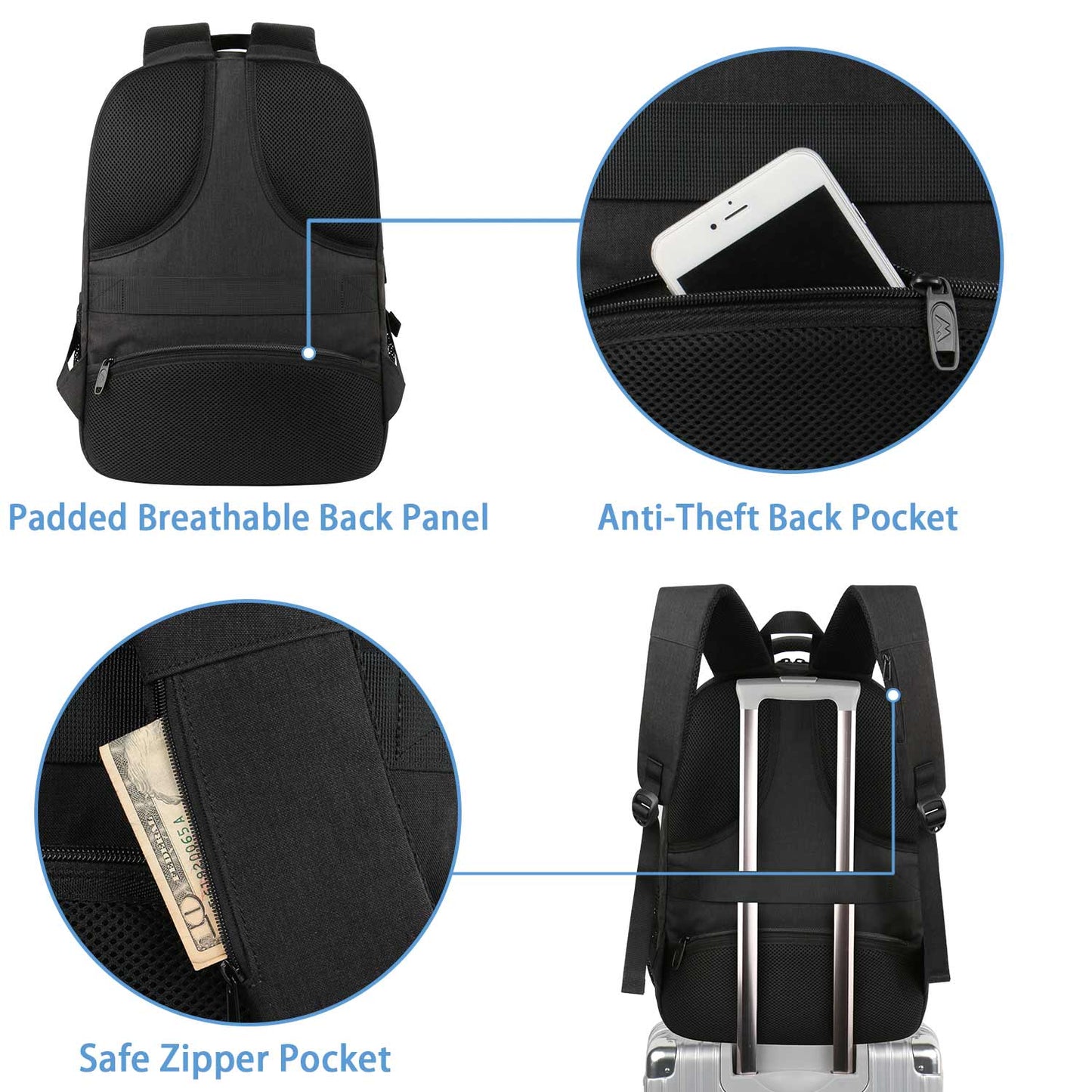 Matein Expandable College Bookbag Travel  Laptop Backpack - travel laptop backpack