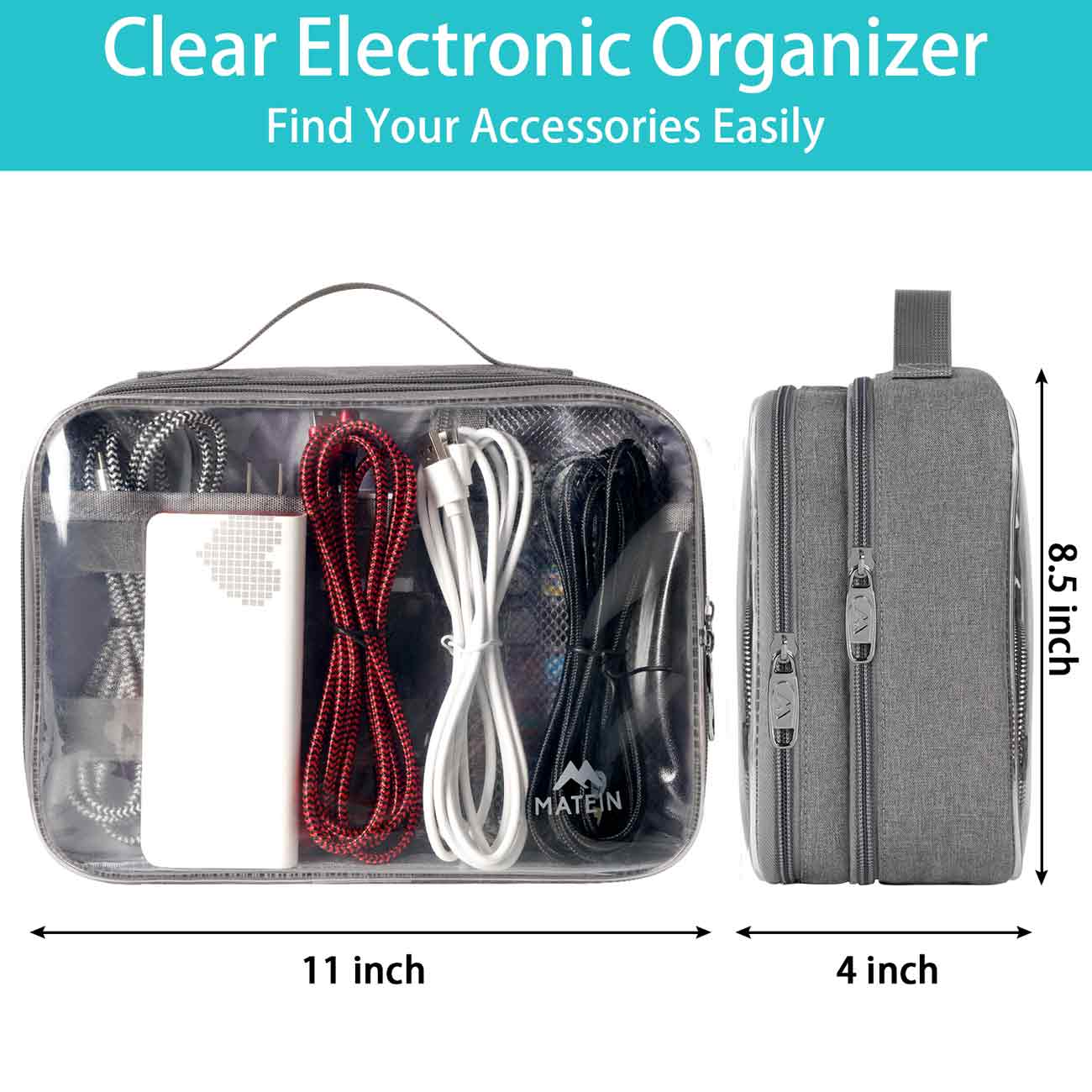 Matein Clear Electronics Travel Organizer