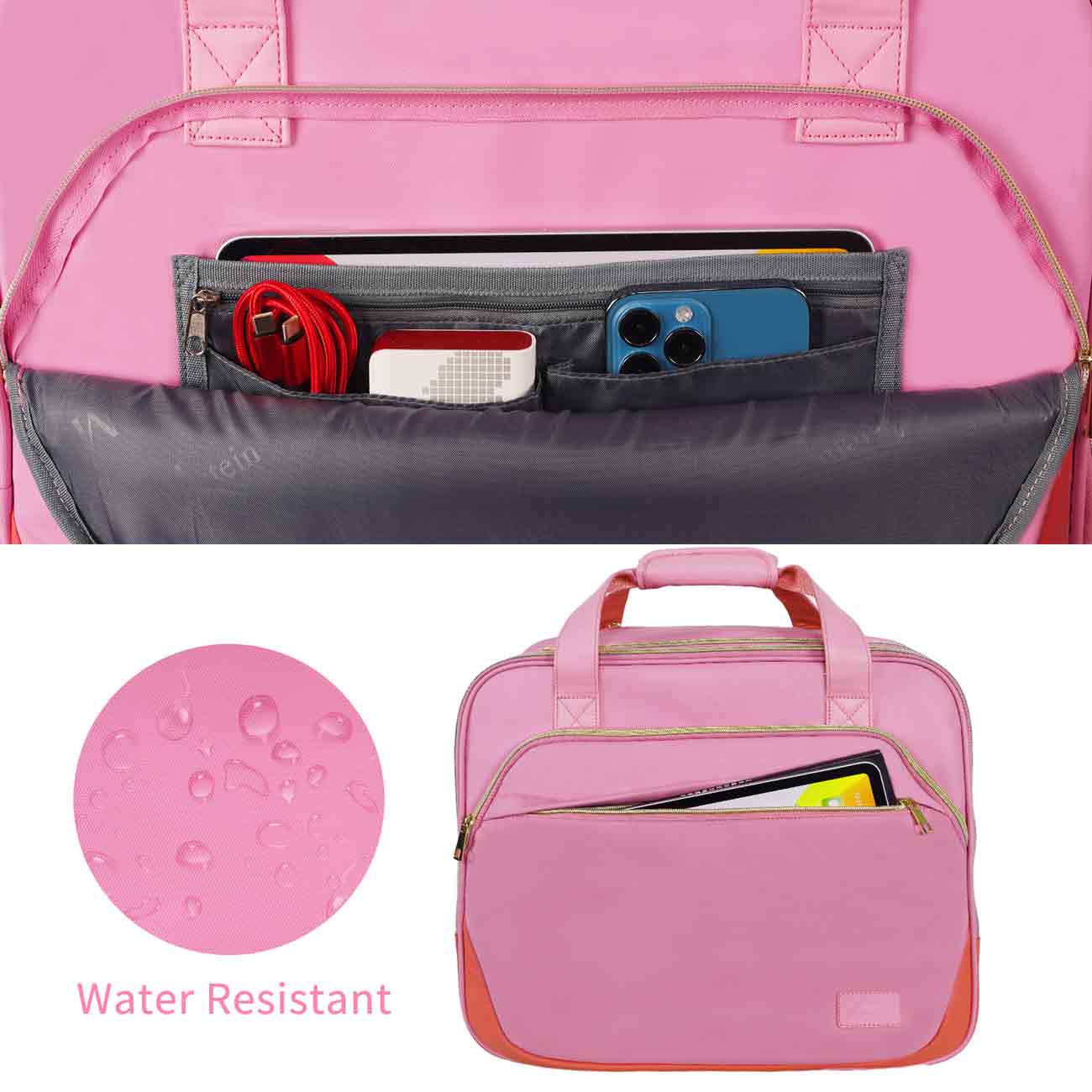 Matein Pink Rolling Briefcase for Women-rolling laptop bag