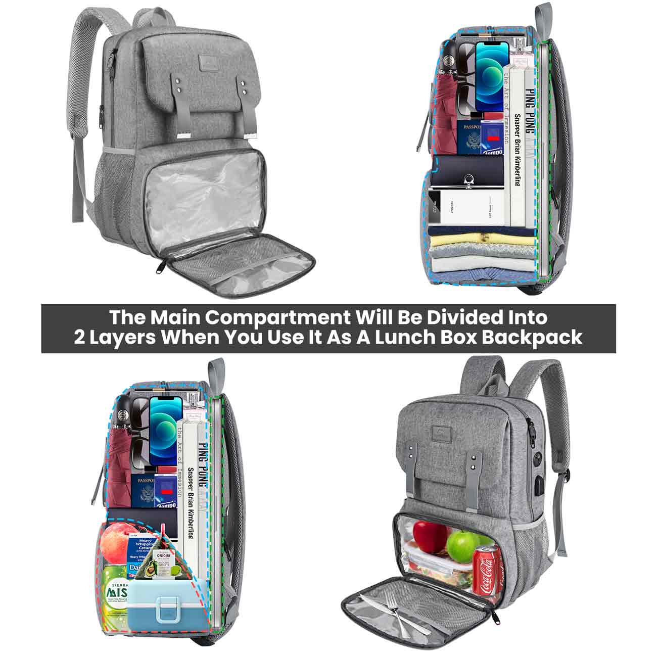 Matein backpack lunchbox for college