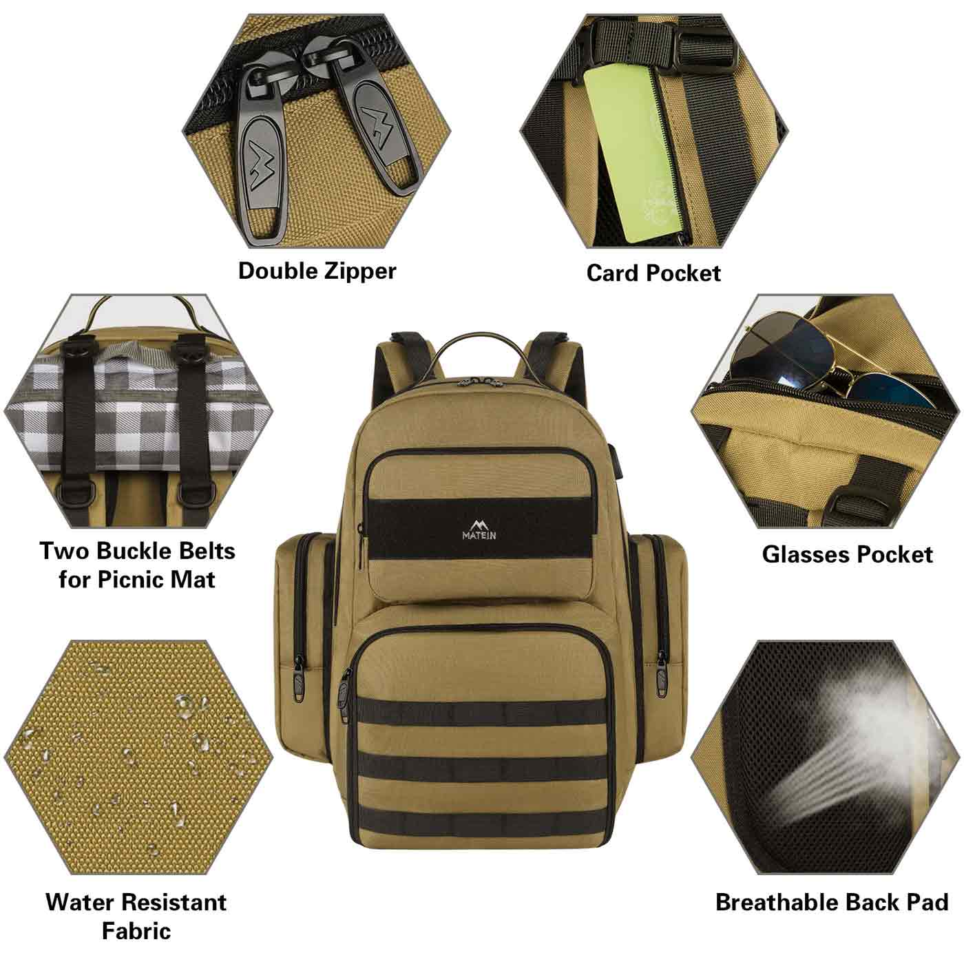 Matein Heavy Duty Backpack with Lunch Box