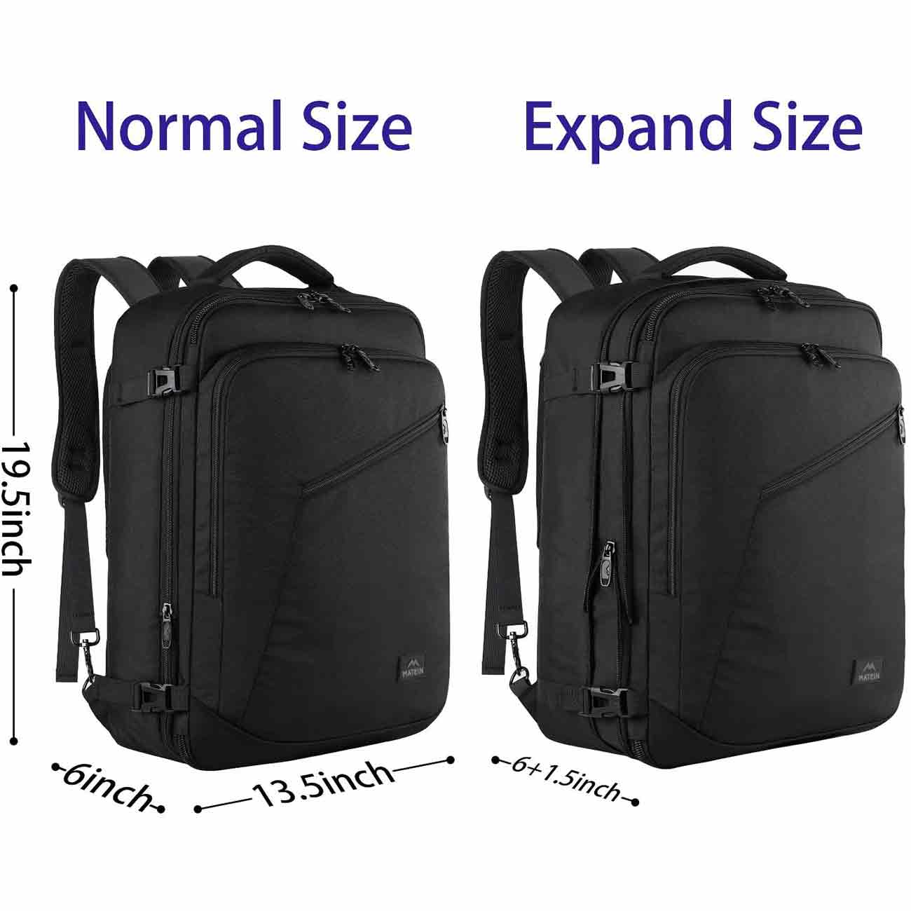 Matein Carry on Backpack, Extra Large Travel Backpack Expandable Airplane Approved Weekender Bag for Men & Women, Water Resistant Lightweight