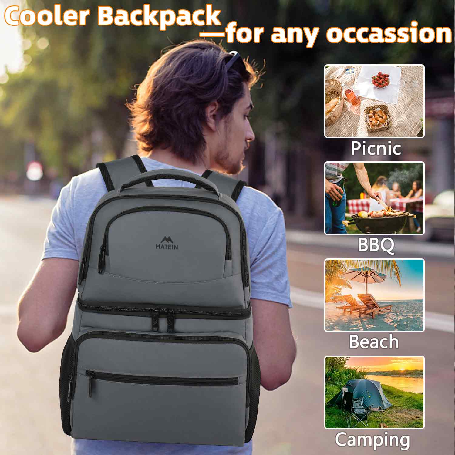 backpack with laptop cooling pocket MATEIN Leakproof Soft Cooler Backpack