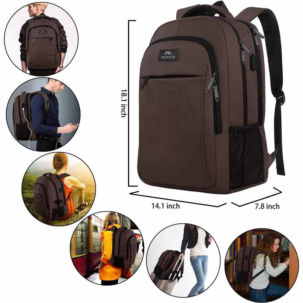 MATEIN Mlassic Brown Notebook Backpack