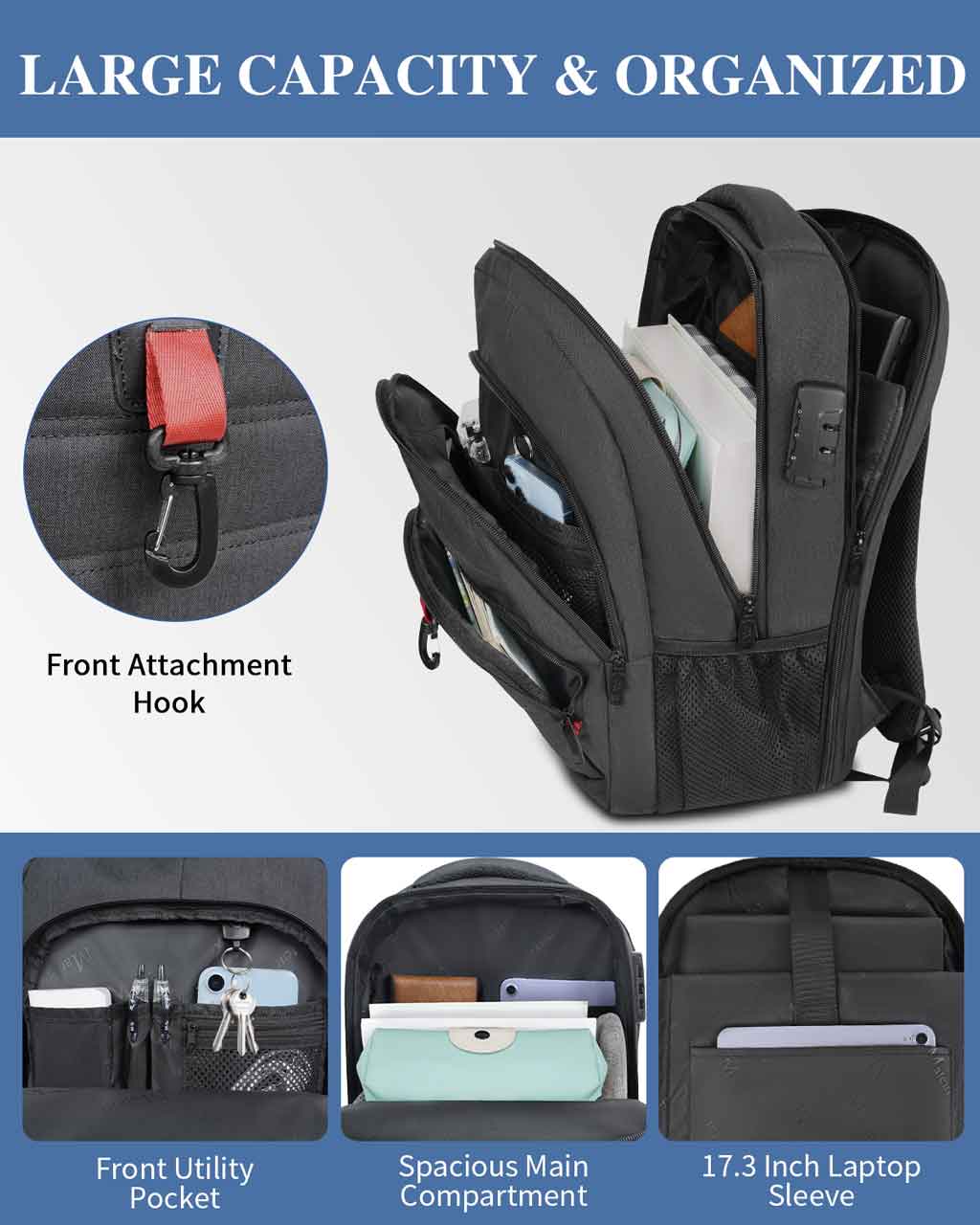 Telena Mochila de viaje para mujer, mochila grande de mano aprobada por  aerolíneas, mochila para artículos personales, puerto de carga USB, bolsa