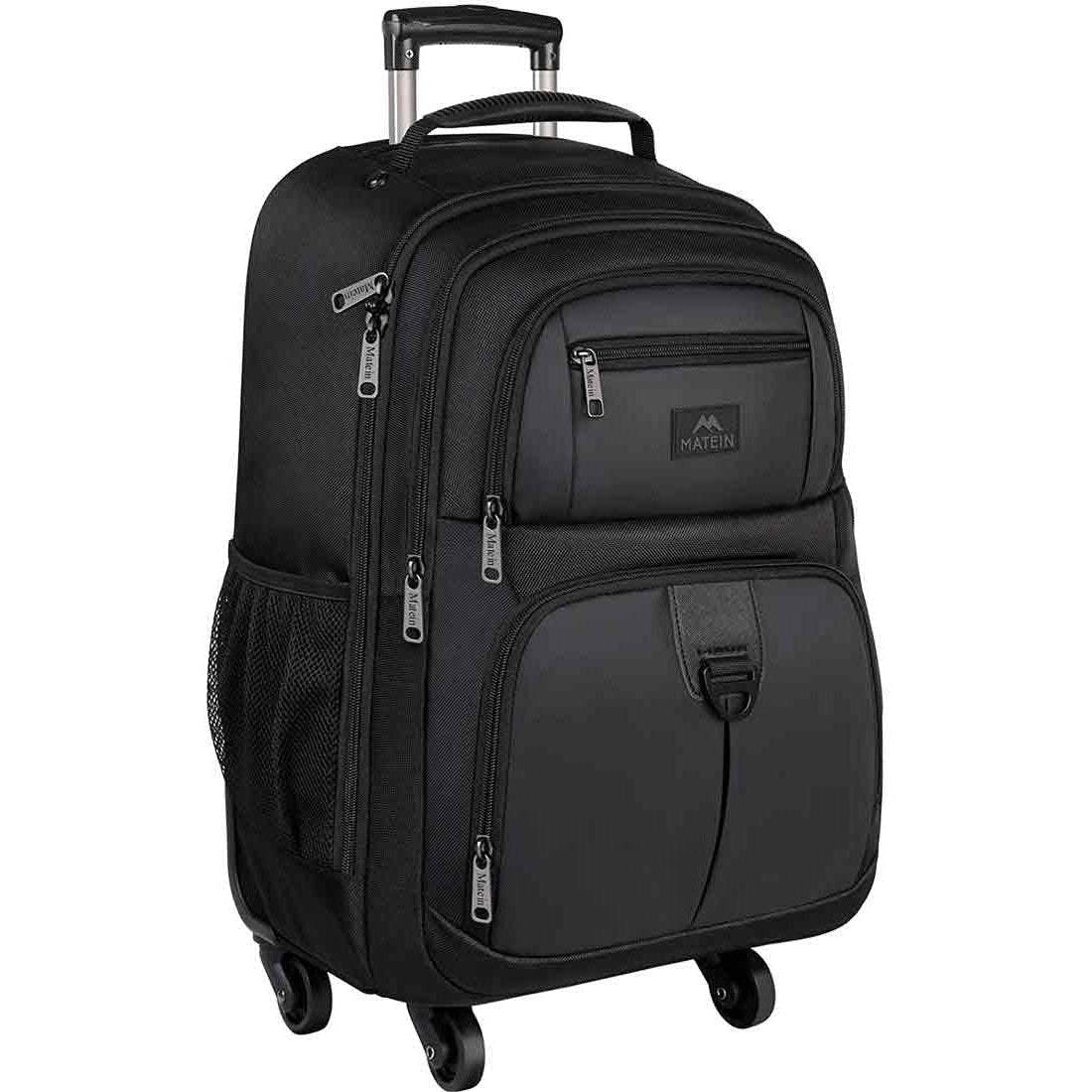 MATEIN Wheeled Backpack, 18 Inch Laptop Backpack with Wheels for High School or College, Rolling Travel Backpack, Carryon Trolley Luggage Suitcase