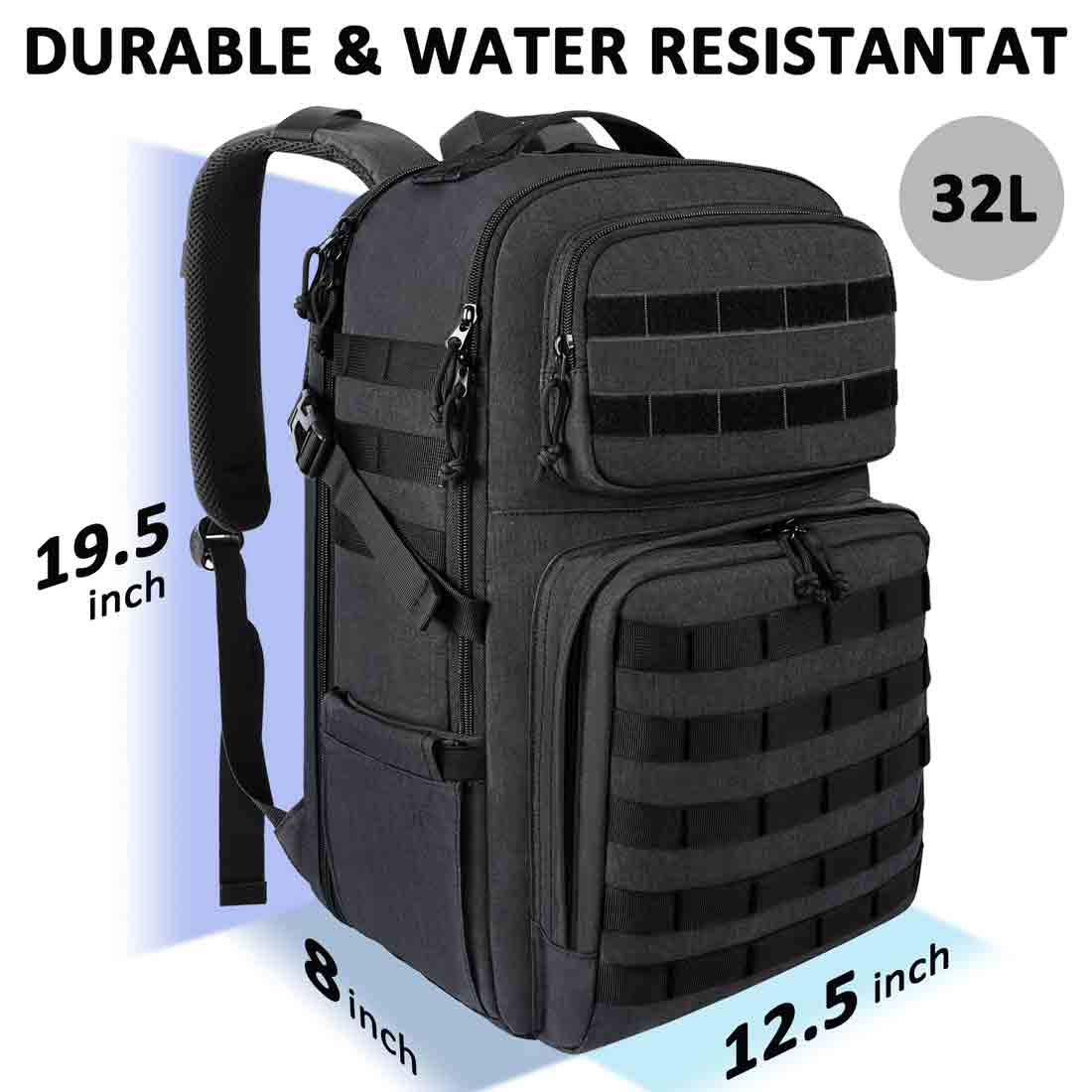 best tactical laptop 32l backpack Black Tactical Backpack