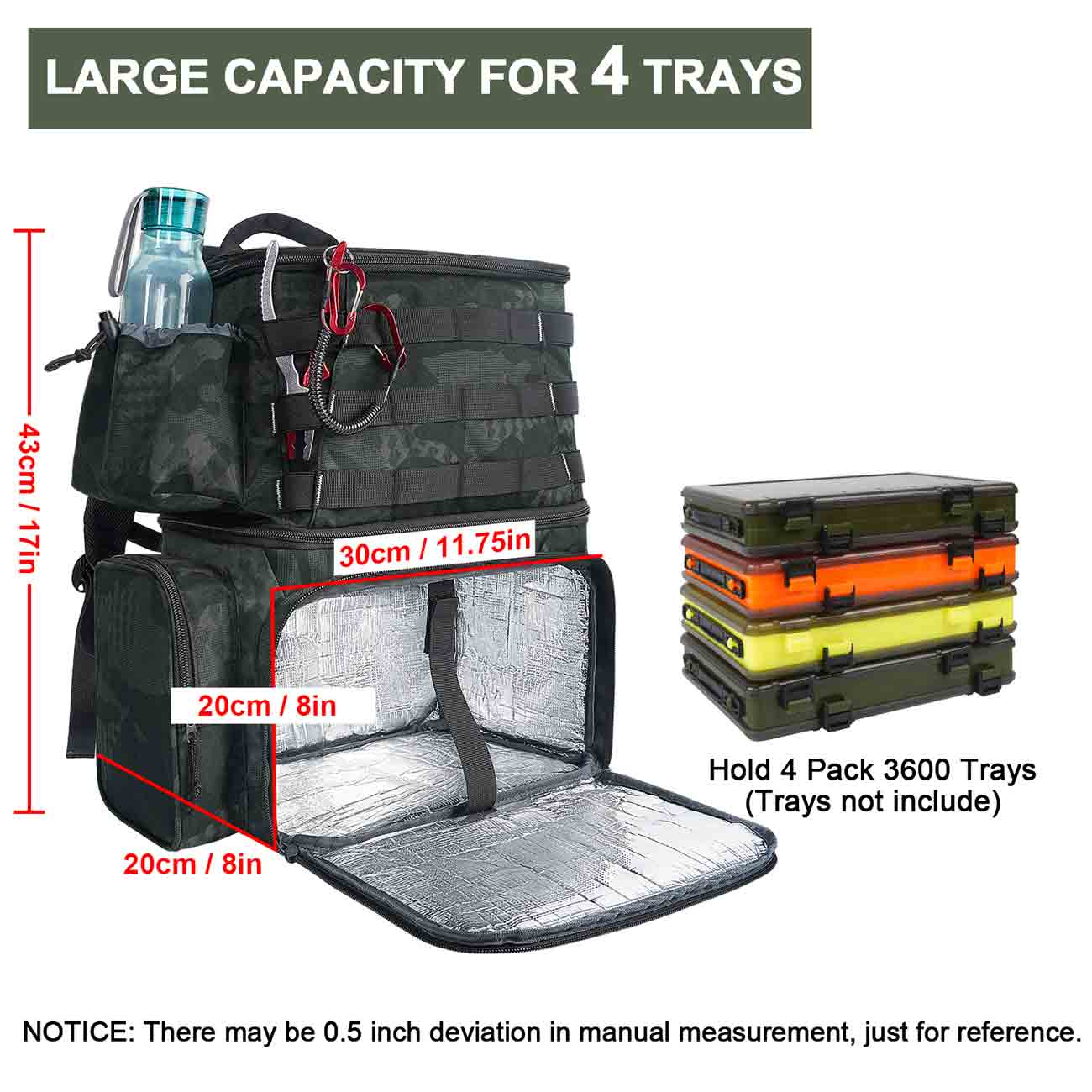 fishing tackle bag with cooler Matein Fishing Tackle Box Backpack with Cooler