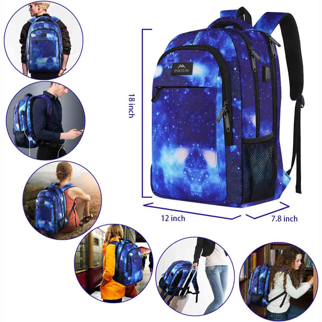 Matein Mlassic Galaxy Travel Laptop Backpack for College
