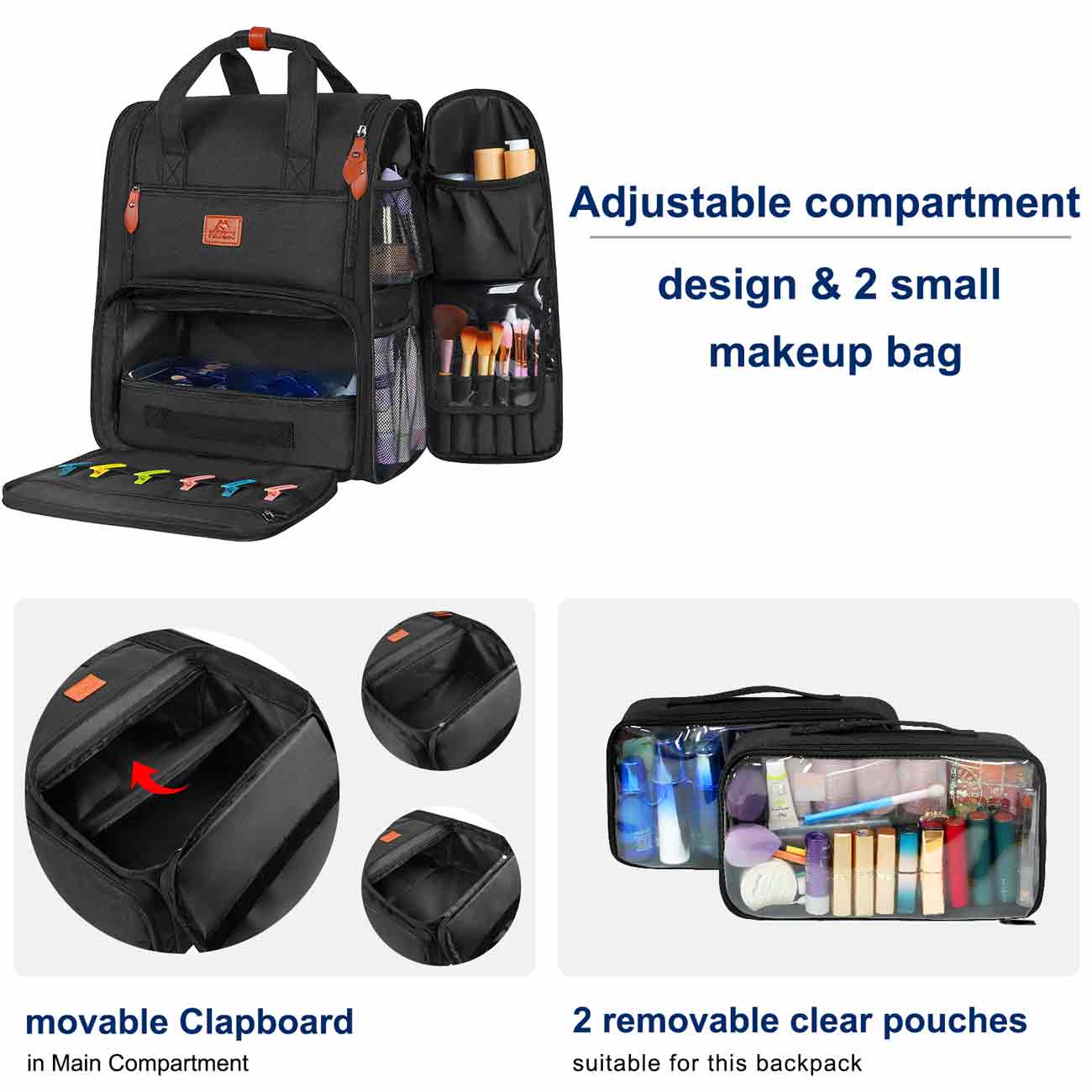 Matein Professional Makeup Backpack-makeup bag