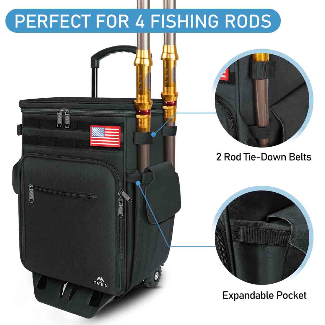 Water-Resistant Fishing Tackle Backpack with Rod UK