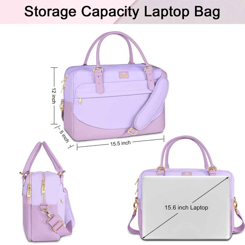 Matein 15.6 Laptop Bag Cute Pink/Black & White Striped Padded RFID Bow  Lightwei