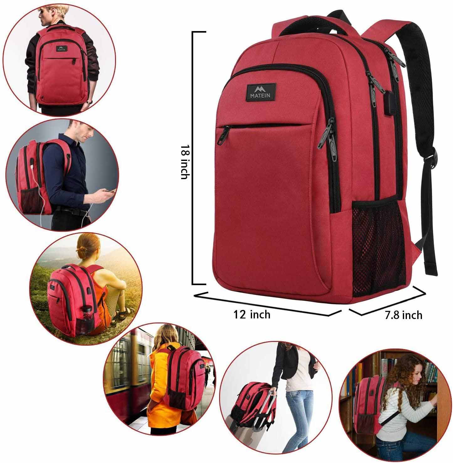 Matein Mlassic Travel Red Laptop Backpack - travel laptop backpack